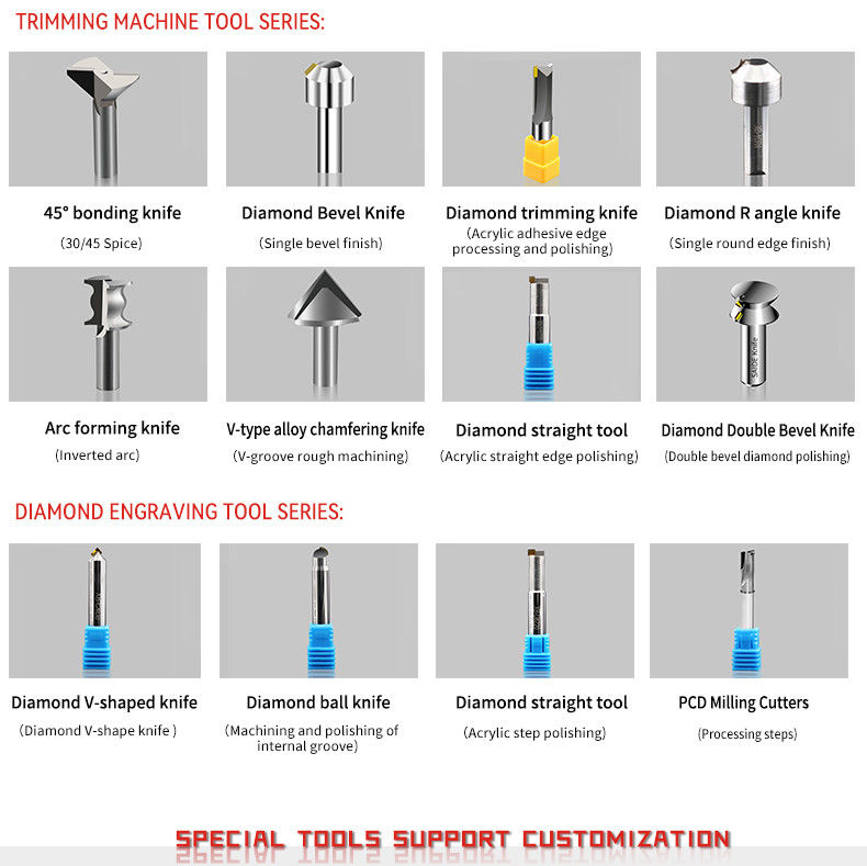 Outils de coupe de fraisage CNC pratiques pour l'industrie, outil de chanfreinage CNC acrylique pour l'acrylique, coupe à grande vitesse